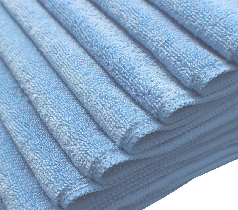 DOZEN 12" x 12" BLUE (300 GSM) 80/20 TERRY Microfiber Cleaning Cloths